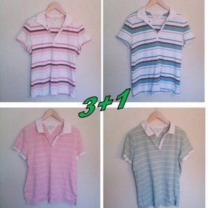 Tommy Hilfiger Striped Polo Shirts  3+1  (4) Pack  xl